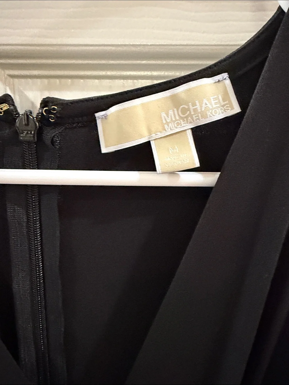 Michael Kors Black V-Neck Draped Midi Dress
